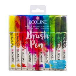 Talens Ecoline Brush Pen Fırça Uçlu Kalem Seti 10 Renk BRIGHT COLOURS - Talens