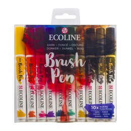 Talens Ecoline Brush Pen Fırça Uçlu Kalem Seti 10 Renk DARK COLOURS - Talens