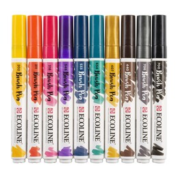 Talens Ecoline Brush Pen Fırça Uçlu Kalem Seti 10 Renk DARK COLOURS - 2