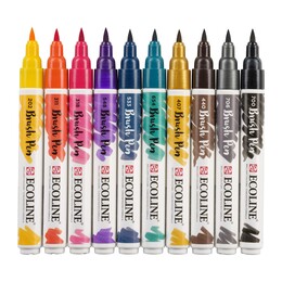 Talens Ecoline Brush Pen Fırça Uçlu Kalem Seti 10 Renk DARK COLOURS - 3