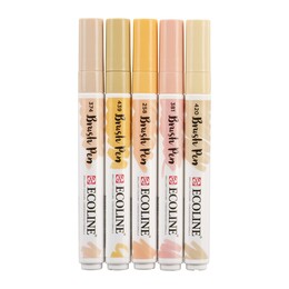 Talens Ecoline Brush Pen Fırça Uçlu Kalem Seti 5 Renk BEIGE PINK COLOURS - 3