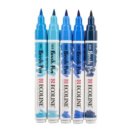 Talens Ecoline Brush Pen Fırça Uçlu Kalem Seti 5 Renk BLUE COLOURS - 2
