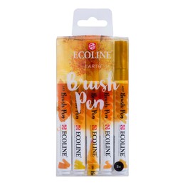 Talens Ecoline Brush Pen Fırça Uçlu Kalem Seti 5 Renk EARTH COLOURS - Talens