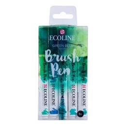 Talens Ecoline Brush Pen Fırça Uçlu Kalem Seti 5 Renk GREEN BLUE COLOURS - Talens