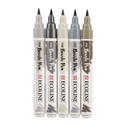 Talens Ecoline Brush Pen Fırça Uçlu Kalem Seti 5 Renk GREY COLOURS - 2