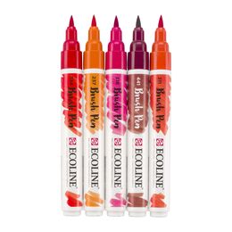 Talens Ecoline Brush Pen Fırça Uçlu Kalem Seti 5 Renk RED COLOURS - 2