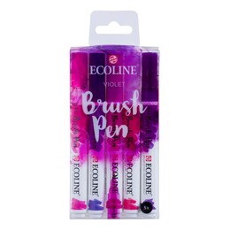 Talens Ecoline Brush Pen Fırça Uçlu Kalem Seti 5 Renk VIOLET COLOURS - 1