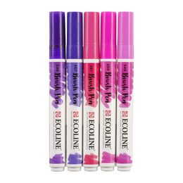 Talens Ecoline Brush Pen Fırça Uçlu Kalem Seti 5 Renk VIOLET COLOURS - 3