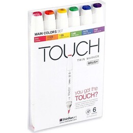 Touch Twin Brush Marker Fırça Uçlu Marker Seti 6 Renk ANA RENKLER - ShinHan Art