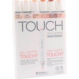 Touch Twin Brush Marker Fırça Uçlu Marker Seti 6 Renk TEN RENKLERİ B - ShinHan Art