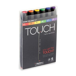 Touch Twin Marker Seti 6 Renk ANA RENKLER - ShinHan Art