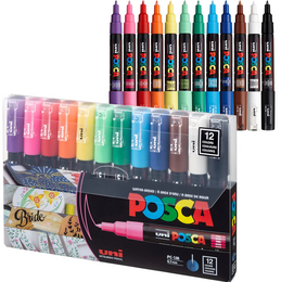 Uni Posca PC-1M 0.7 Su Bazlı Boyama Markörü Seti Pastel Renkler 12 RENK - Uni