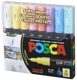 Uni Posca PC-1M 0.7 Su Bazlı Boyama Markörü Seti Pastel Renkler 8 RENK - Uni