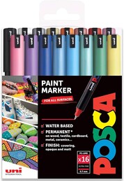 Uni Posca PC-1MR 0.7 Su Bazlı Boyama Markörü Seti 16 RENK - Uni