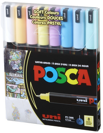 Uni Posca PC-1MR 0.7 Su Bazlı Boyama Markörü Seti Pastel Renkler 8 RENK - Uni