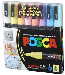 Uni Posca PC-3M 0.9-1.3 Su Bazlı Boyama Markörü Seti Pastel Renkler 8 RENK - Uni