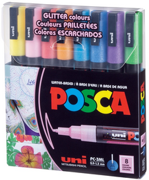 Uni Posca PC-3M 0.9-1.3 Su Bazlı Boyama Markörü Seti Simli Renkler 8 RENK - Uni