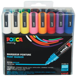 Uni Posca PC-5M 1.8-2.5 Su Bazlı Boyama Markörü Seti 16 RENK - Uni