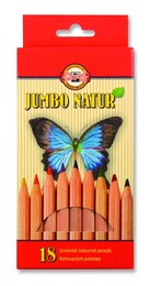 Koh-i Noor Jumbo Naturel Kalın Kuru Boya Kalemi Seti 18 Renk - 1