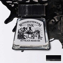 Winsor & Newton Drawing Ink Çizim Mürekkebi 14 ml. 030 Black Indian Ink - Winsor & Newton