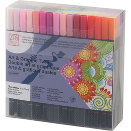Zig Art & Graphic Twin Marker Brush Pen Çift Uçlu Çizim Kalemi Seti 80 Renk - Zig