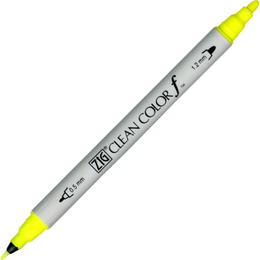 Zig Clean Color f Çift Uçlu Kalem 001 Fluorescent Yellow - Zig