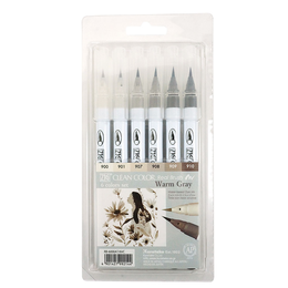 Zig Clean Color Real Brush Fırça Uçlu Marker Kalem Seti 6 Renk WARM GRAY COLORS - Zig